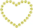 contour of heart with paw print