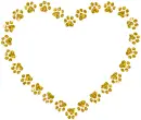 contour of heart with paw print