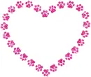 contour of heart with paw print