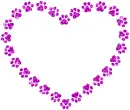 contour of heart with paw print