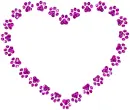 contour of heart with paw print