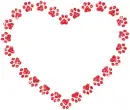 contour of heart with paw print
