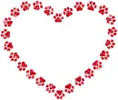 contour of heart with paw print