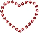 contour of heart with paw print