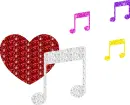 musical notes and heart