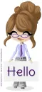Hello, CARTOON, GIRL, GREETINGS, TEXT