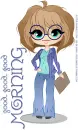 GOOD MORNING, CARTOONS, GIRL, TEXT