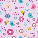 Pink Background with toon animals & hearts