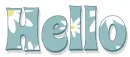 HELLO, TURQUOISE, DAISIES, TEXT, GREETINGS