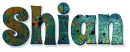 SHIAN, TEAL, ABSTRACT, NAMES, TEXT