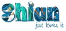 Shian just loves it, TURQUOISE, TROPICAL, TEXT