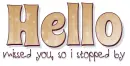 HELLO.. MISSED YOU SO I STOPPED BY