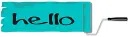Teal Paint & Paint Roller With text saying.. Hello