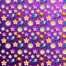 Lavender background with birds and flowers