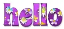 HELLO, LAVENDER, FLOWERS, GREETINGS, TEXT