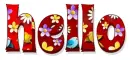 HELLO, RED, FLOWERS, TEXT, GREETINGS