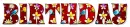 BIRTHDAY WITH RED TEXT SHOWING BIRDS & FLOWERS