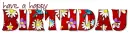 Happy Birthday, RED, BIRDS, FLOWERS, TEXT