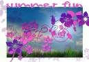 SUMMER FUN, TROPICAL, HIBISCUS, PURPLE, TEXT