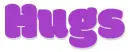 HUGS, LAVENDER, TEXT