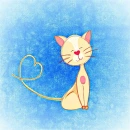 Cartoon cat on blue background