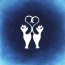 LOVE CATS ON BLLUE BACKGROUND