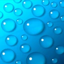 Water droplets on light blue background