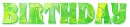 BIRTHDAY, SWIRLS, GREEN, YELLOW, TEXT