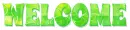 WELCOME, GREEN, YELLOW, SWIRLS, TEXT