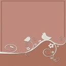 Mauve with white design, FLOWERS & A BIRD