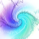 TURQUOISE & PURPLE SWIRL ON WHITE BACKGROUND