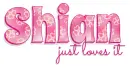 SHIAN JUST LOVES IT, HEARTS, PINKISH, CLOVER, TEXT