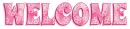 WELCOME, PINKISH, CLOVERS, HEARTS, TEXT
