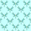 AQUA DRAGONFLIES ON LIGHT TURQUOISE BACKGROUND