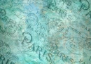 TURQUOISE BACKGROUND WITH TEXT SAYING PARIS & STAMPS
