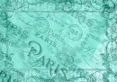 TURQUOISE BACKGROUND WITH TEXT SAYING PARIS & STAMPS