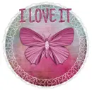 I LOVE IT, BUTTERFLY, CIRCLE, TEXT