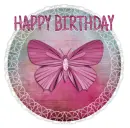 HAPPY BIRTHDAY, BUTTERFLY, CIRCLE, TEXT