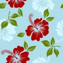 PASTEL BLUE BACKGROUND WITH TROPICAL FLOWERS