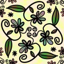 YELLOW PASTEL BACKGROUND WITH CARTOON FLOWERS
