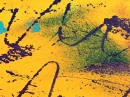 GOLD BACKGROUND WITH BLACK & TURQUOISE ABSTRACT DESIGNS