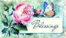 BLESSINGS, ROSE, BUTTERFLY, TEXT