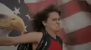 woman saluting American flag