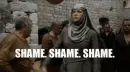 Handmaid's Tale lady ringing bell "SHAME SHAME SHAME"