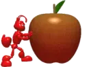 red ant with apple