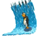penguin with surf