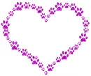 contour of heart with paw prints
