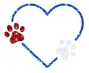 heart and paw prints (american colors)