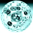 Disco Made Of Aquamarine Stone With Diamond