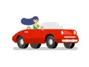 woman in the sport car